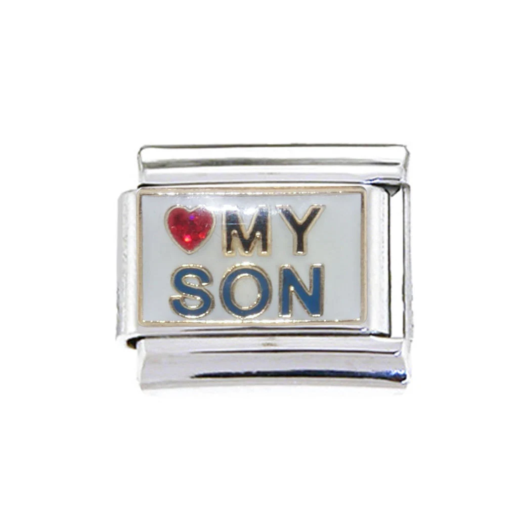 Love My son on white with heart 9mm Italian Charm